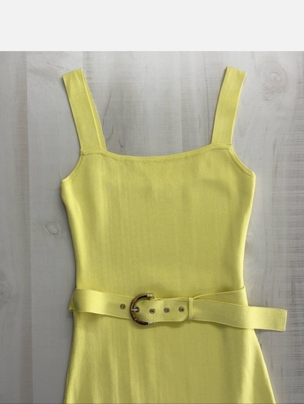 MARCIANO x guess yellow bamboo belted stretch mini dress event wedding travel S